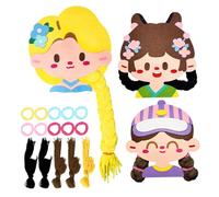 Sgqtqybk Hair Braiding Kit for Girls, Educational Hair Braider with Doll Head, Yarns, Headbands and Guiding Card, Craft Toys for Girls Ages 3-12