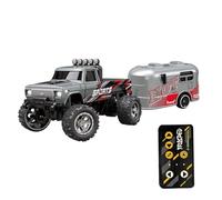 Sgqtqybk Mini RC Truck, 1/64 Scale RC Mini Truck with Lights, 2.4Ghz Speed Adjustable Alloy Toy Car with Trailer for Kids GiftsMini