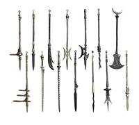 Sgqtqybk Mini Weapons 14Pcs 5 Inch Zinc Alloy Ancient Miniature Weapons Includes Lance, Halberd, Spear, Dagger-Axe & More, Gift for Collectors