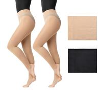 SGQTZDZQ 2 Pairs Footless Tights Women,Soft Dance Tights Women,Opaque Ballet Tight For Daily Dance Training (UK, Alpha, XL, Regular, Regular, Nude Plus)
