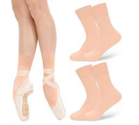 SGQTZDZQ 2PCS Pink Ballet Socks, Breathable and Skin-Friendly Ballet Socks for Girls, Nylon Girls Stockings for Dance Classes (Pink,S)