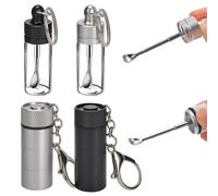 SGQTZDZQ 4 Pcs Snuff Bottle with Spoon, Metal Glass Snuff Kit, Portable Snuff Bullet Vials Storage for Spices Sugar Pill Travel Kitchen Outdoor