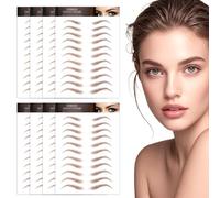 SGQTZDZQ 4D Hair-Like Waterproof Eyebrow Tattoos Stickers, 8 Sheets Eyebrow Transfers Stickers for Women Girls Stick On Eyebrows Eye Makeup Supplies Grooming Shaping (Brown, 10)