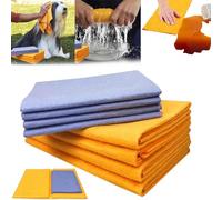 SGQTZDZQ Miracle Shammy Cloth, Super Absorbent Reusable Cleaning Cloths, Lint Free Scratch Free for Any Surface Ultra Lightweight and Durable(8 Pack: 4 Large Orange and 4 Small Blue)