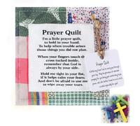 SGQTZDZQ Pocket Prayer Quilt with Cross Inside, Mini Patchwork Quilt Blanket, Handmade Christian Gift for Friend