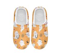SGRTSG Women's and Men's Halloween Ghost Fuzzy House Slippers Cozy Memory Foam Slippers Indoor Outdoor Warm Nonslip Family Slippers