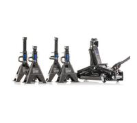 Sgs 2 Tonne Car Trolley Jack W/ Four Ratchet Axle Stands, Castors & Carry Handle