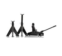 SGS 2 Tonne Hydraulic Trolley Jack & 3 Tonne Axle Stands Set, Steel SWB Car Jack