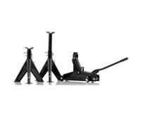 Sgs 2 Tonne Hydraulic Trolley Jack & 3 Tonne Axle Stands Set, Steel Swb Car Jack