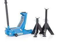 Sgs 2 Tonne Low Profile Pro Trolley Jack & Axle Stands Set, Low 70mm, Quick Lift