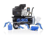Sgs 24L Air Compressor W/ Integrated Hose Reel & 5Pc Air Tool Kit - 2.5Hp 9.5Cfm