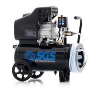 Sgs 24L Air Compressor W/ Integrated Hose Reel, Dual Outlet 2.5Hp 9.5Cfm Compact