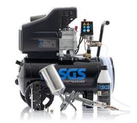 Sgs 24L Air Compressor W/ Integrated Hose Reel & Spray Gun Kit - 2.5Hp 9.5Cfm