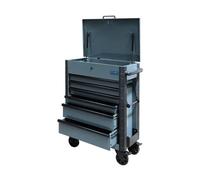 Sgs 28In 6 Drawer Roller Cabinet, Tool Box On Wheels Lid Top & Side Trays Metal