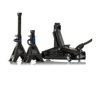 Sgs 2T Car Trolley Jack W/ 2X 2Tonne Ratchet Axle Stand Set, 130mm - 345mm Range