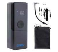 SGS 3-in-1 Mini Cordless Tyre Inflator, USB Power Bank & LED Torch - Digital 12.6V DC Air Pump, 150 PSI Max for Car Tyres, Bikes, Footballs - Preset Pressure & Auto Shutoff Feature