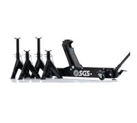 Sgs 3 Ton Long Reach Trolley Jack W/ Foot Pedal & 4X3 Ton Heavy Duty Axle Stands
