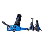 SGS 3 Tonne Low Profile Trolley Jack & 2x 3 Tonne Axle Stands Set w/Rubber Pad