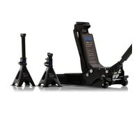 Sgs 3 Tonne Low Profile Trolley Jack & 4 Tonne Ratchet Axle Stands Set Dual Pump