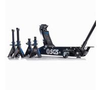 Sgs 3T Long Reach Trolley Jack W/ 4X 3T Ratchet Axle Stand Set, Range 150-525mm