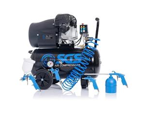 SGS 50 Litre Direct Drive V-Twin High Power Air Compressor with Tool Kit - 13.8CFM 3.0HP 50L