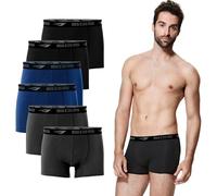 SGS Men's Bamboo Boxer Shorts - Pack of 6 - Black (Mix) - M to XXL - Retro Style - Anti-Odour - Solid - Mid Rise - Machine Wash