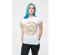 Sgt Pepper Colour Foil Print Skinny Fit T Shirt Beatles White XXL