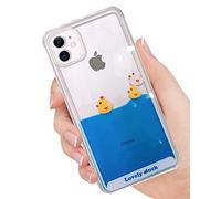 SGVAHY Case for iPhone X/XS,3D Dynamic Blue Liquid Floating Ducks and Pirate Ship Soft Silicone Bumper Quicksand Hard Back Case for iPhone X/XS. (Duck A, iPhone X/XS)