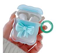 SGVAHY Clear Case for AirPods Pro Funny Cute 3D Bow Design Soft Silicone Cover with Keychain Kawaii Anti-Fall Shockproof Protective Case for Women Girls Blue
