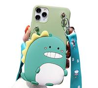 SGVAHY Coin Purse Case Compatible with iPhone 11, Cute Dinosaur Design with Zipper Back Cover Soft Silicone Shockproof Protective Case [Long Strap Rope ] (Dinosaur, iPhone 11)