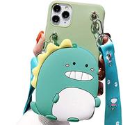 SGVAHY Coin Purse Case Compatible with iPhone 11 Pro, Cute Dinosaur Design with Zipper Back Cover Soft Silicone Shockproof Protective Case [Long Strap Rope ] (Dinosaur, iPhone 11 Pro)