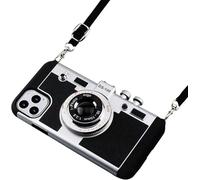 SGVAHY Emily in Paris iPhone 16 Plus Phone Case Vintage Cute 3D Camera Case Unique Design with Removable Neck Strap Silicone Case for Girls Kids Women Black