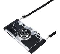 SGVAHY Emily in Paris Phone Case for Samsung Galaxy S24 Ultra Case Vintage Camera Design Soft Silicone iPhone Case with Lanyard Removable Shockproof Protective Case Cover for Girls Women, Black&Silver