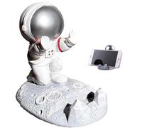 SGVAHY Unique Cell Phone Stand 3D Cartoon Cool Astronaut Push Hand Cute Design Car Holder Mobile Phone Tablet Bracket for Desk Compatible with All Smartphones Silver