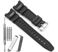SGW-100 Series Watchband Compatible with Casio SGW100 Watch Strap Men's Waterproof Replacemnet Bracelet (Black band steel buckle)