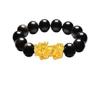 SGYEPOCFQ obsidian bracelet, Unisex 24K Gold AU999 Obsidian Fortune Pixiu Bracelet | Embossed Clouds With Glow-in-the-dark, Mystical For Events(Colored)