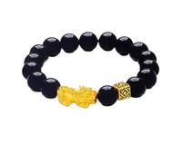 SGYEPOCFQ obsidian bracelet, Unisex 24K Gold AU999 Obsidian Fortune Pixiu Bracelet | Embossed Clouds With Glow-in-the-dark, Mystical For Events(Green)