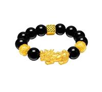 SGYEPOCFQ obsidian bracelet, Unisex 24K Gold AU999 Obsidian Fortune Pixiu Bracelet | Embossed Clouds With Glow-in-the-dark, Mystical For Events(Red)