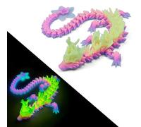 SGYYSG 3D Printed Cherry Blossom Crystal Dragon, 12 Inch Articulated & Magical Movable Dragon Model - Perfect for Display, Collection, and Unique Gift (Rainbow Noctilucent)