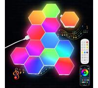 SGZIOO 12 Pack Hexagon LED Lights with Remote and App, RGB LED Hexagon Lights with Smart Music Sync, Led Gaming Light for Kids and Adults, Hex Light Gaming for Room, Bedroom, Game Setup, Bar Decor