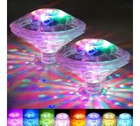 SGZIOO 2 PCS Floating Pool Lights, 8 Modes Led Swimming Pool Lights1, Waterproof Corlorful Hot Tub lights1, Battery Operated Floating Pond Lights, Disco Bath Light for Bathing Time, Pool and Hot Tub