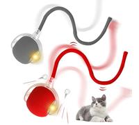 SGZIOO 2 PCS Interactive Cat Ball Toy, Cat Toy Ball with Tail, Rechargeable, Active Rolling for cats, 360° Smart Automatic, Red + Grey