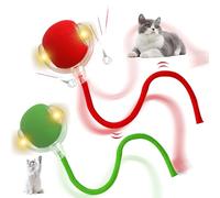 SGZIOO 2 PCS Interactive Cat Ball Toy, Rechargeable Cat Toy Ball, with Tail, 360° Smart Automatic for cats, Active Rolling, Red + Green