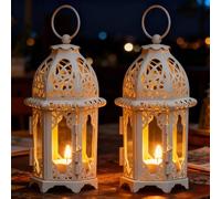 SGZIOO 2 Pcs Ramadan Lanterns for Candles, Ramadan Decorations for Home, Moroccan Lantern Candle Holder, Decorative Candle Lanterns for Living Room, Decoration for Eid, Patio,Parties, Weddings
