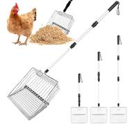 SGZIOO 3 in 1 Chicken Poop Scoop, Chicken Coop Shovel, 57-106cm Adjustable, Chicken Coop Accessories for Separating Manure and Debris from Sand of Chicken Litter