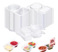 SGZIOO 30Pcs Reusable Snack Containers, Thickened and Portable Double Compartment Snack Containers with Lids, Snack Packs Reusable Is Great for Bringing Snacks and Dips for Dining Out and Parties