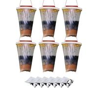 SGZIOO 6 Pack Fly Traps Bag, Disposable Fly Catcher Outdoor, Hanging Red Top - fly Trap Catcher with Bait, Non-Toxic fly Killer Bag for Outdoor Garden, Farm, Horse Barn and Ranch
