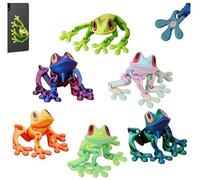 SGZIOO 6 PCS 3D Printed Magnetic Frog, 3D Printed Animals Fridge Magnet with Movable Joints, Cute Magnet Frog Fridge Magnets for Kitchen Locker Door Metal Surfaces, Multicolor