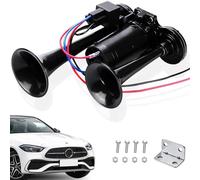 SGZIOO Air Horn 12v 150 DB, 12v Air Horn with Compressor, Double Tube Train Horn, Dual Trumpets, Super Loud Car Horn for Truck, Train, Car, Van, Black