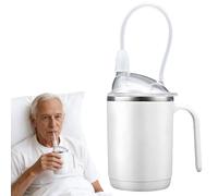 SGZIOO Beakers for Elderly 450ml, 3 in 1 Sippy Cup for Adults, Non Spill Cups for Elderly, Adult Sippy Cups for The Elderly Non Spill, with Lid, Straw, Brush, Aids for Daily Living (White)